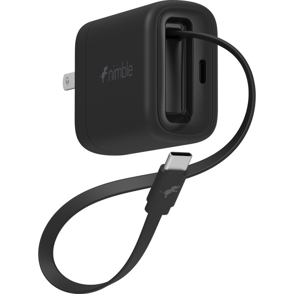 Nimble WALLY Stretch Retractable Wall Charger - Black 20W USB-C
